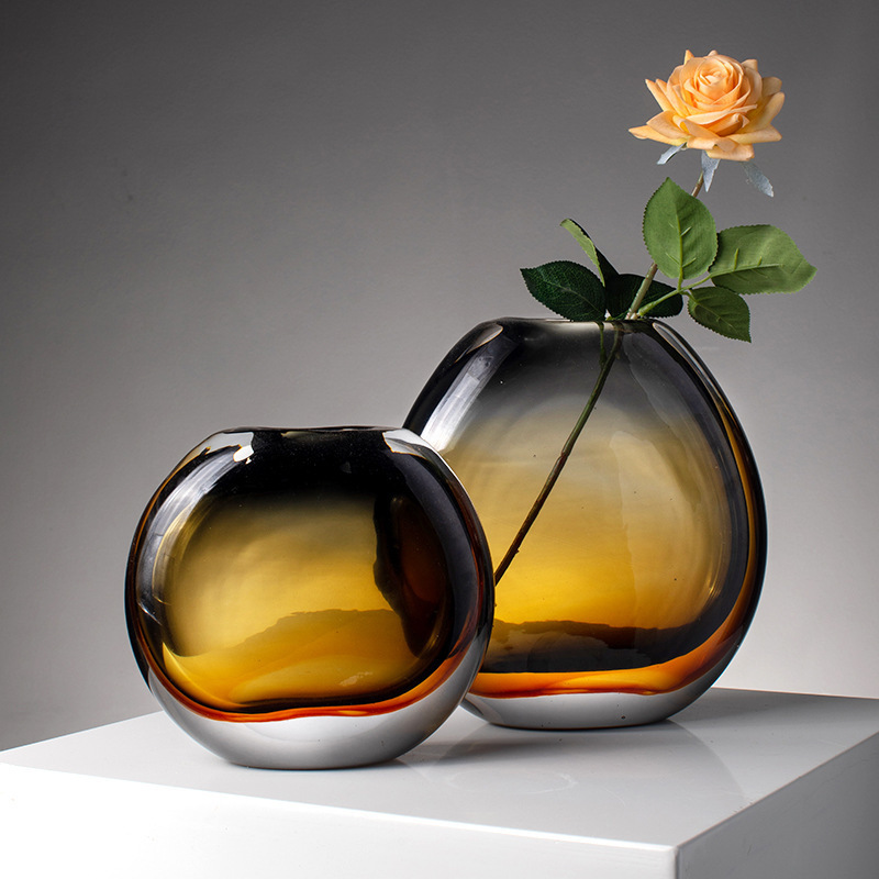 Home Decor Lighting Wholesale - Light luxury translucent brown glass vase