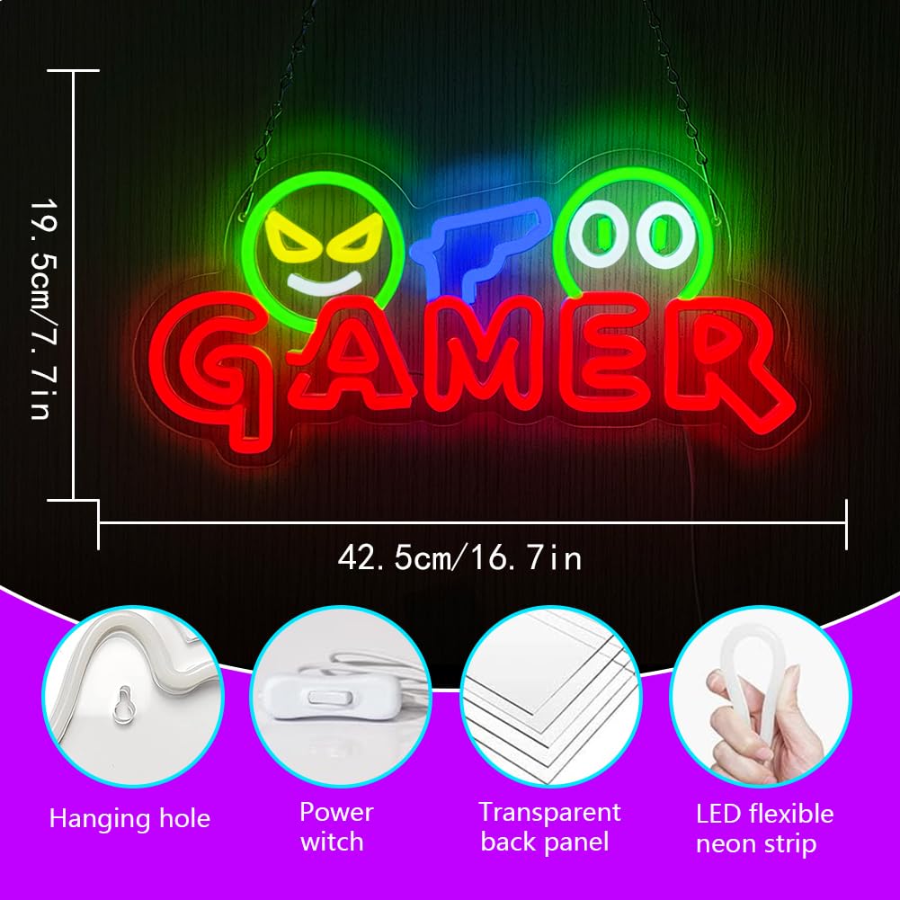 Gamer Neon Sign LED Wall Light - Room Lighting Bedroom Decor ulasan dan harga