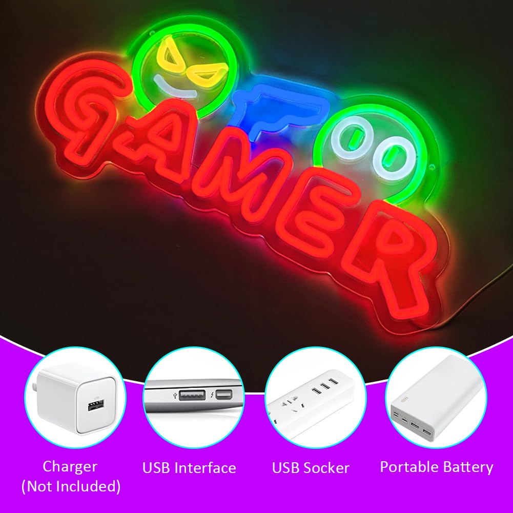 Gamer Neon Sign LED Wall Light - Room Lighting Bedroom Decor ulasan dan harga