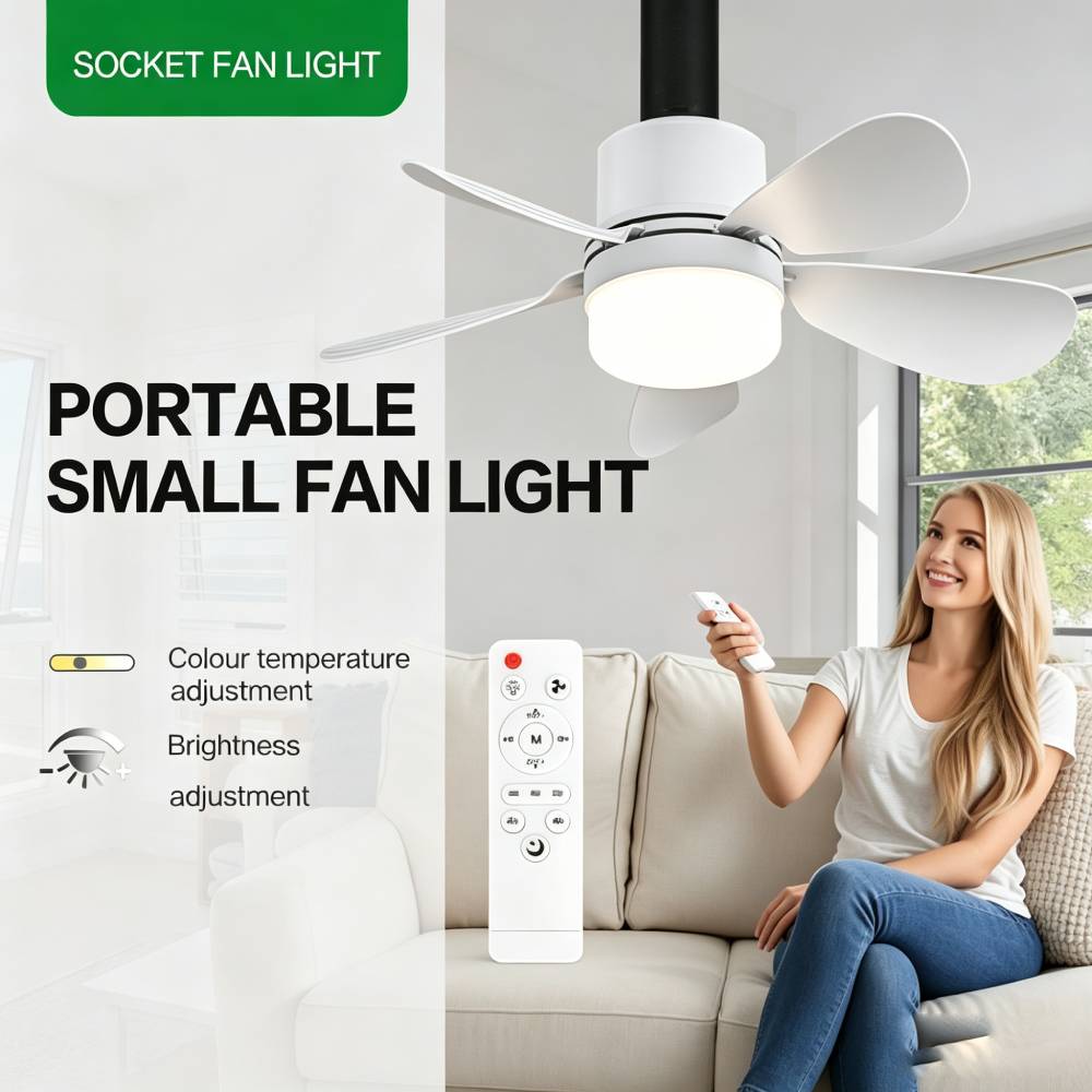 Socket Fan Light with Remote,  - Lighting Design Decor ulasan dan harga