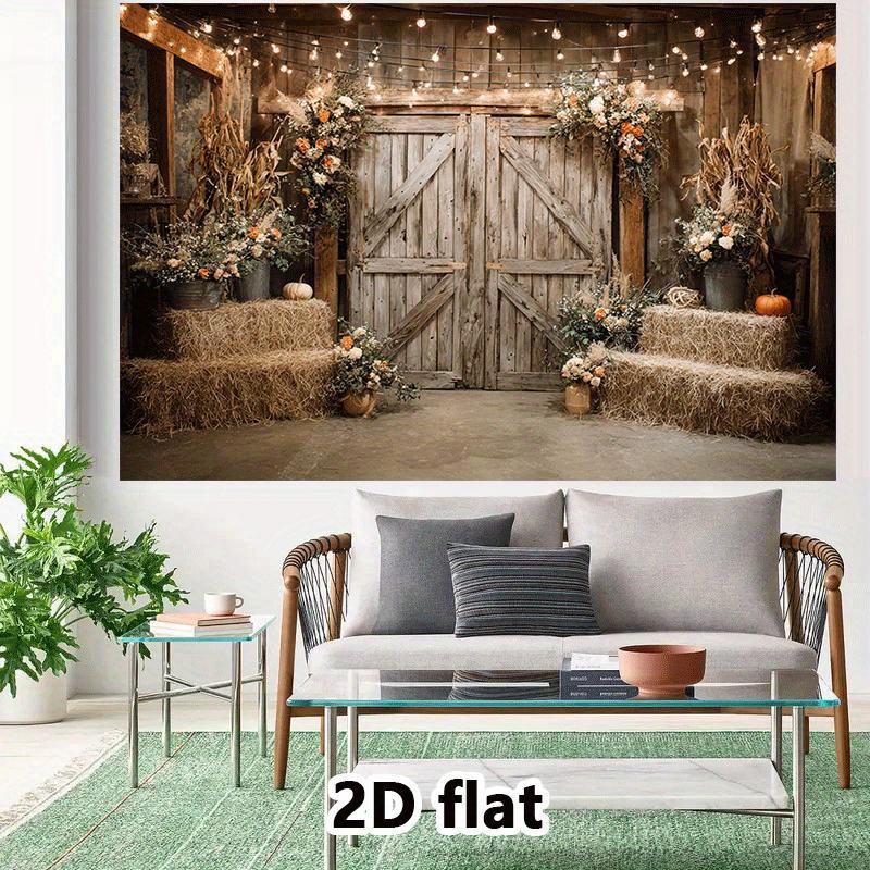 2D Flat, Rustic Barn Tapestry  - Lighting Decor Photos ulasan dan harga